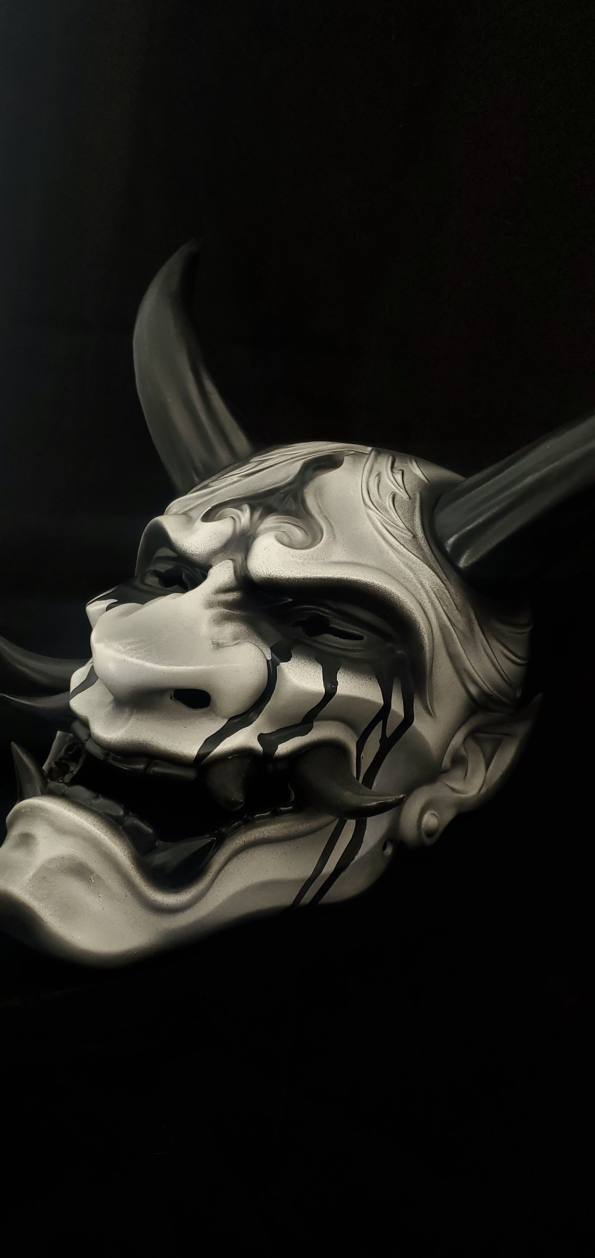 Hand‑painted Japanese Oni mask La Llorona edition