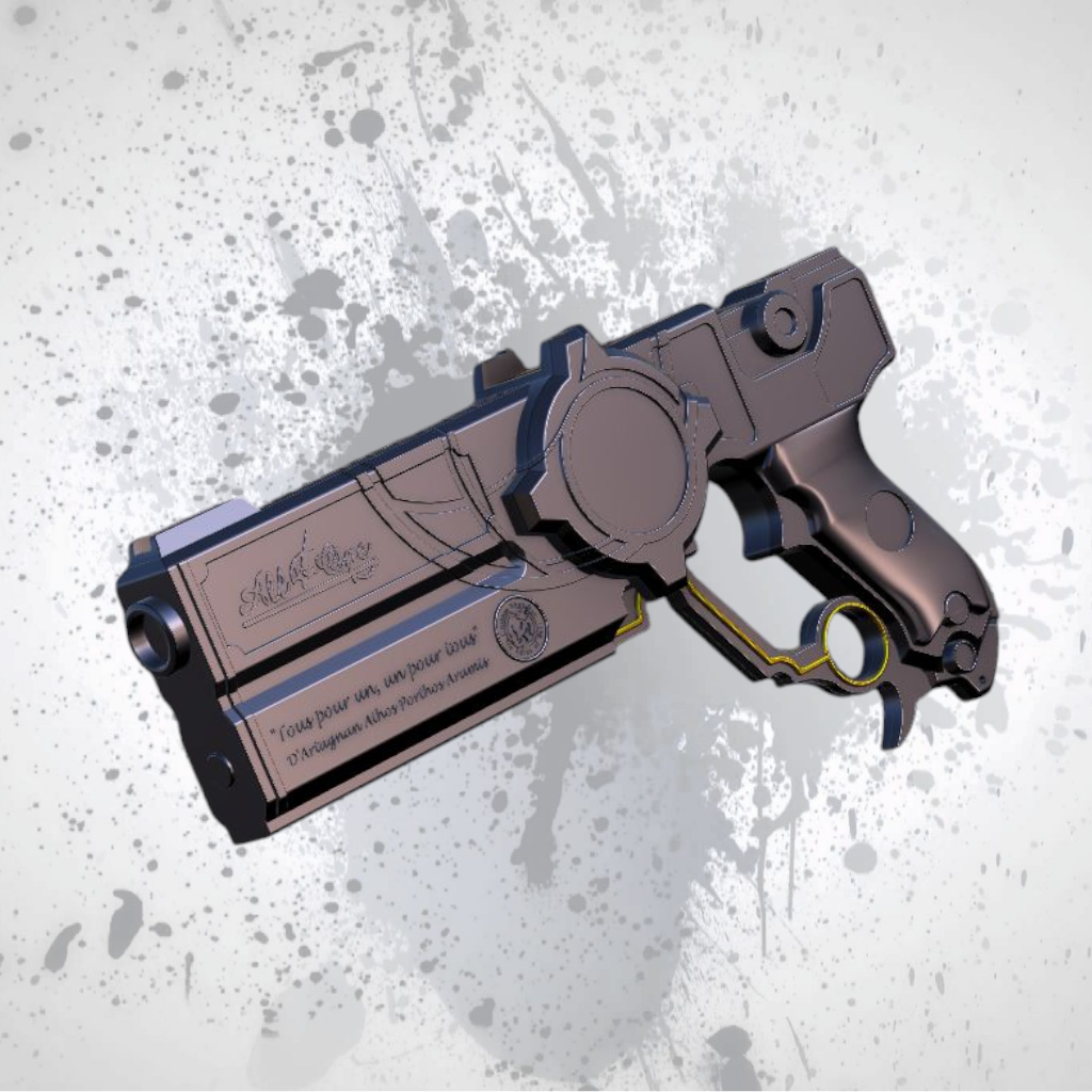 Futuristic gun model on a gray background