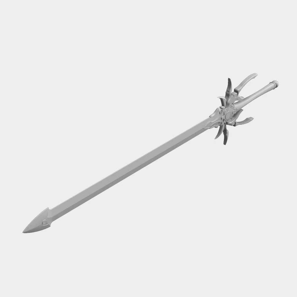 Decorative weapon with a detailed handle on a white background